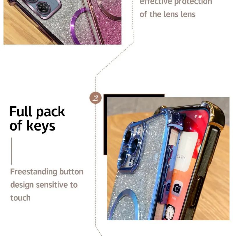 Luxury Electroplated Clear Magnetic Wireless Charging Phone Case - Transparent Plating Cover