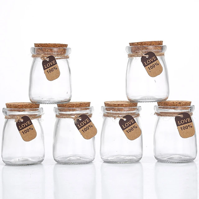 12pcs 4 x 2 Inches Small Glass Favor Jars, Milk Glass Bottles with Cork  Lid. 3.4