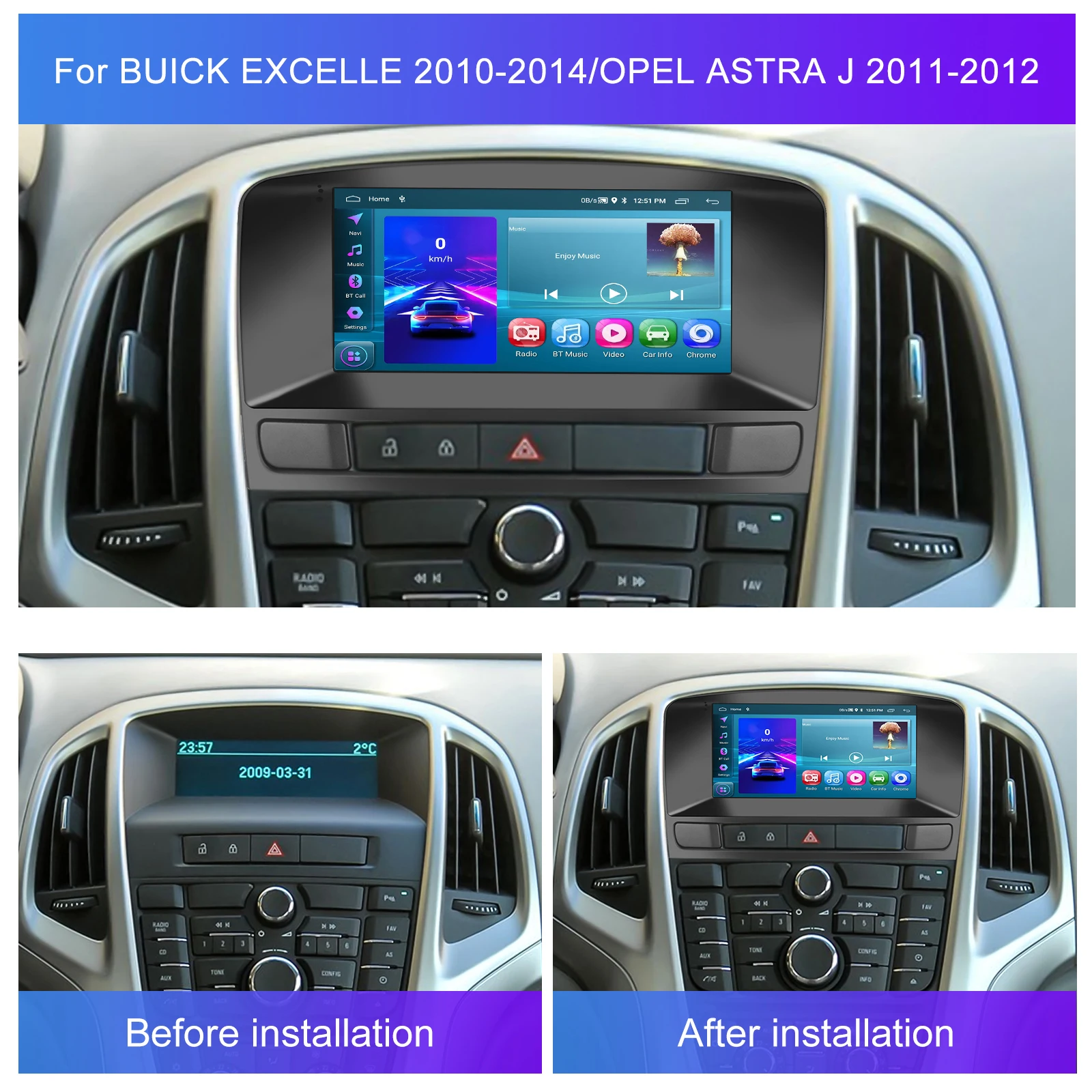 Radio para coche Podofo de 7'' para Opel Astra J 2011-2012, Android CarPlay, GPS, navegación, unidad principal, WIFI, FM/RDS, estéreo para coche, EQ, BT, autoradio 2