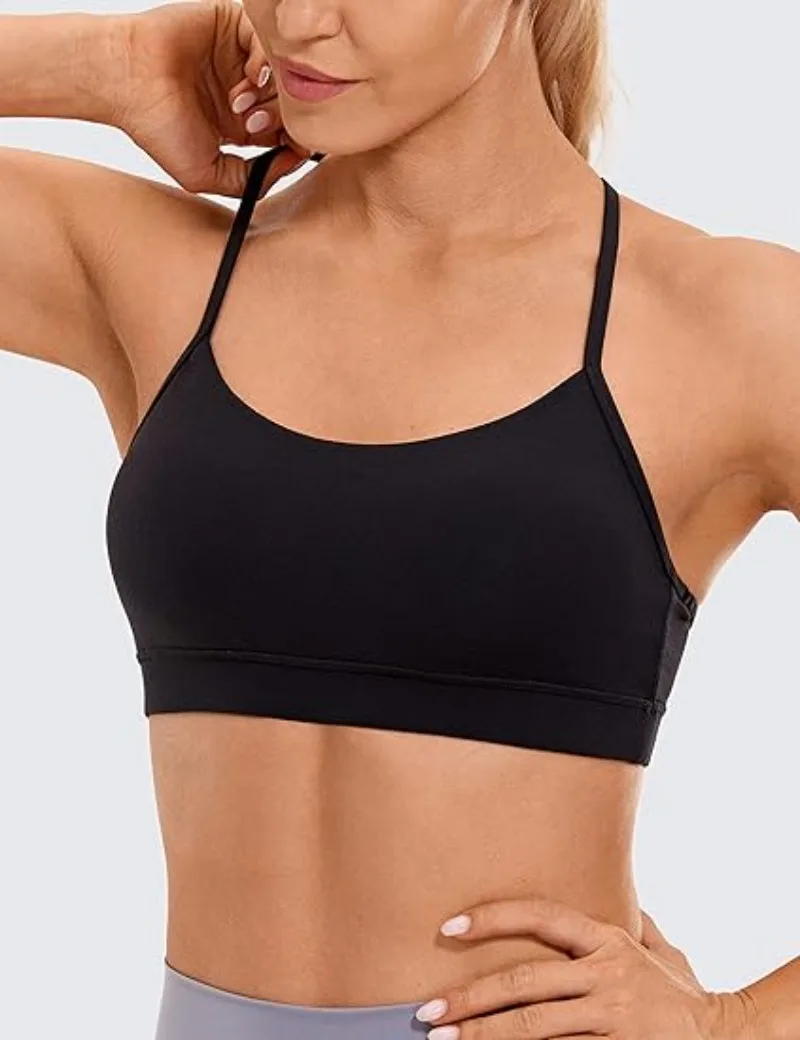 Women lingerie bra womens flow Y back sports bra padded racerback low impact spaghetti thin strap workout yoga bra