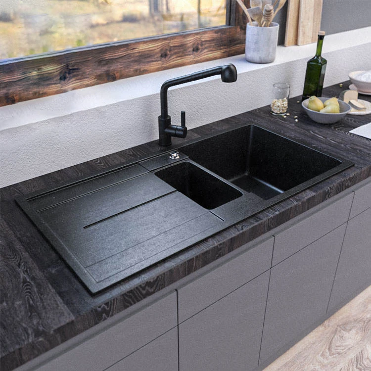 

Multi Function Quartz Kitchen Sink Wash Basin Luxury Color Composite Granite Water Sinks Kitchen Sink
