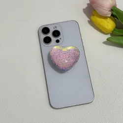 Love Heart Design Foldable Adhesive Phone Stand (Colorful Pink)