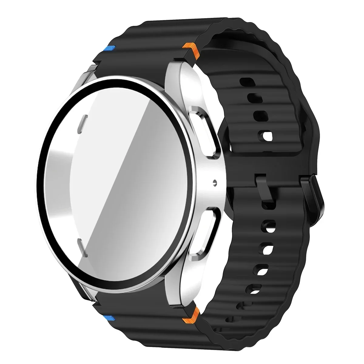 Enhanced Silicone Band and Bumper Case with Tempered Glass Screen Protector