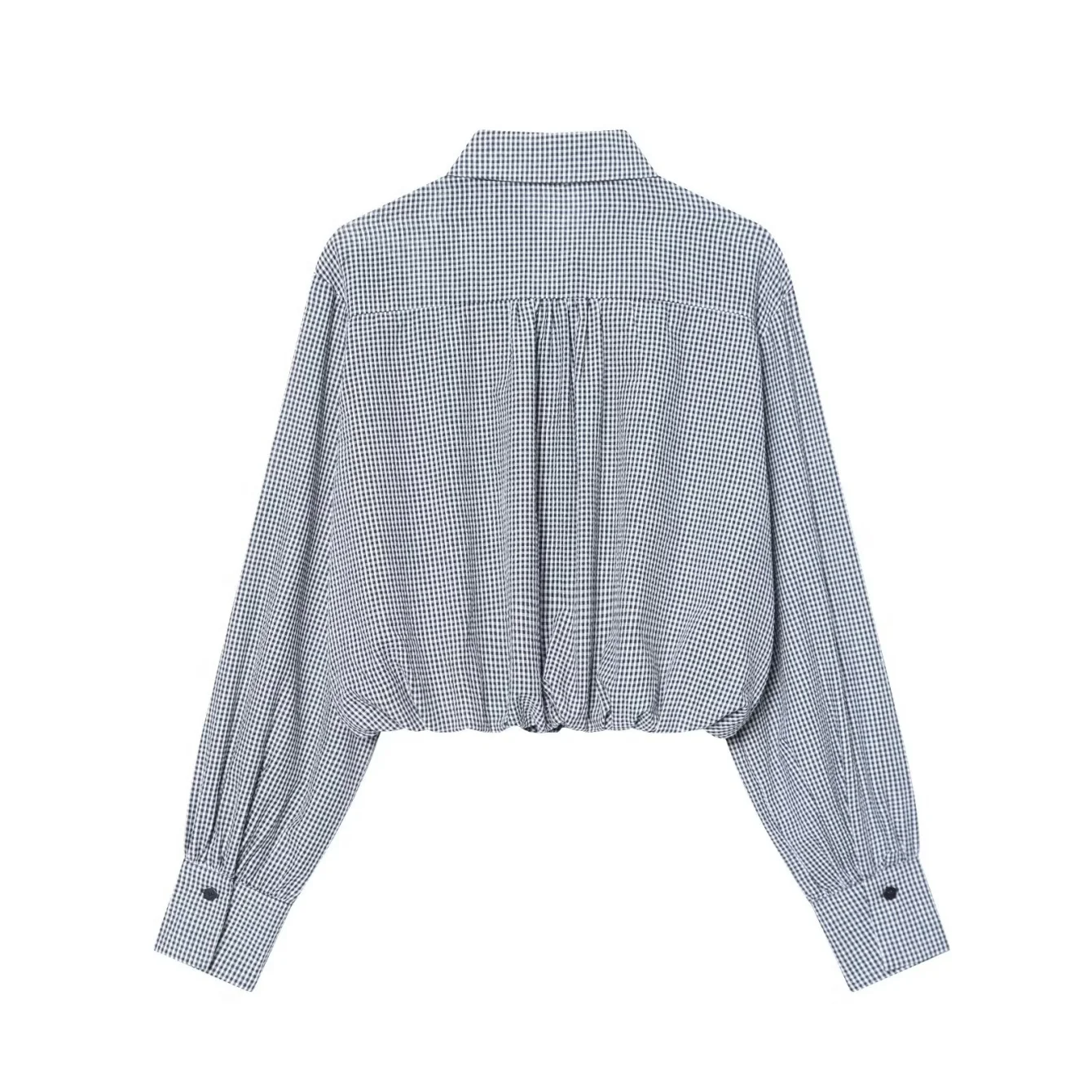 Women Casual Plaid Short Shirt Female Chic Full Sleeves Single Breasted Loose Shirts Spring Autumn Lady Daily Streetwear Shirts