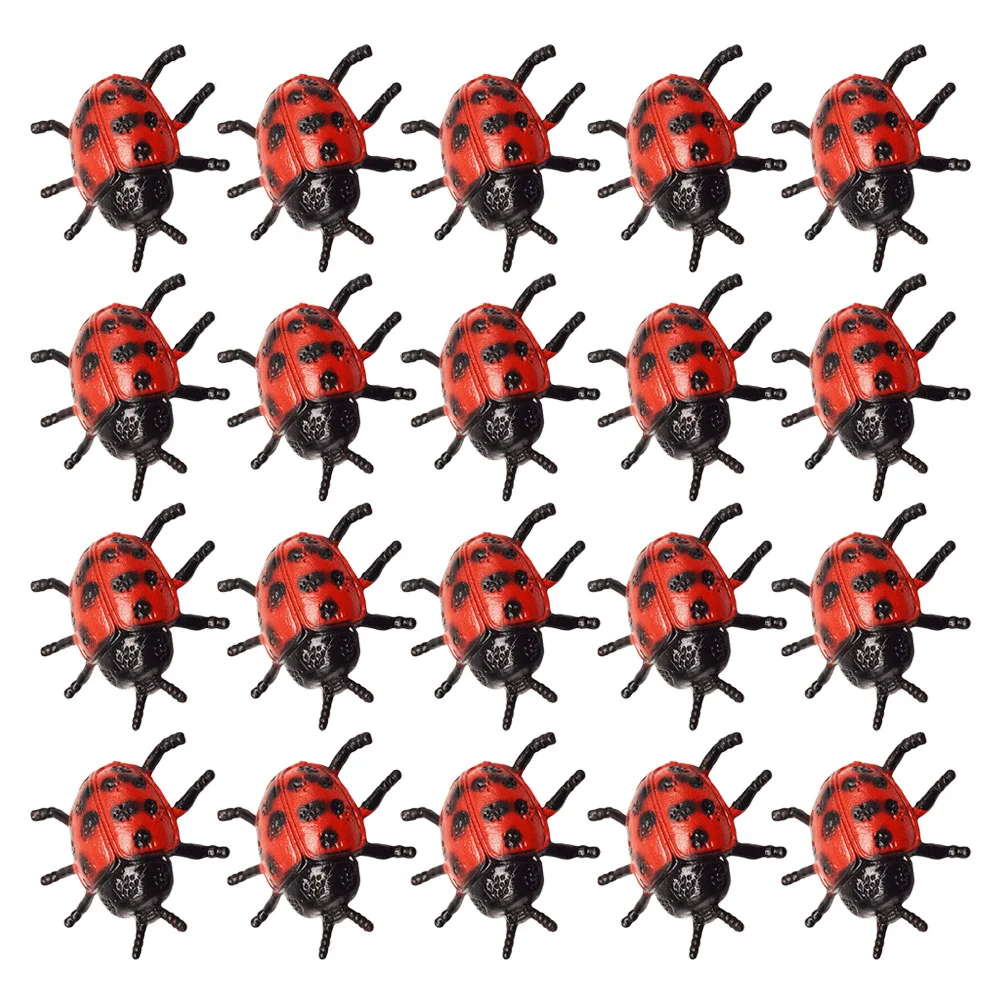 

25 PCS Pvc Simulation Ladybug Toy Artificial Animal Figures Mini Figurine Plastic Ladybird Halloween Tricky Props Fake Child