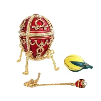 YAFFIL Jewelry Box Handmade Red Vintage Egg Box Rosebud Standing Box Jewelry Storage Luxury Jewelry Box 2024