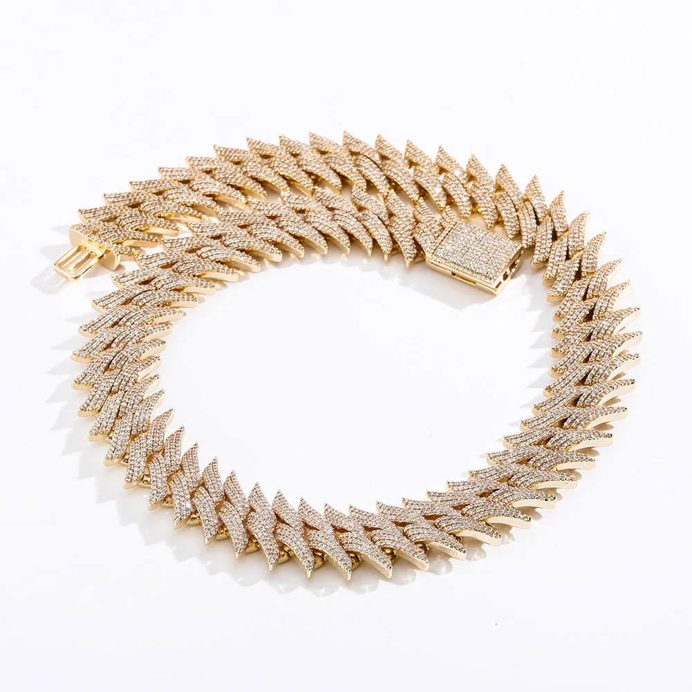 

Zirconia Thorns Cuban Chain Rivet Bracelet Necklace For Men Jewelry Hip Hop Spiked Cuban Chain