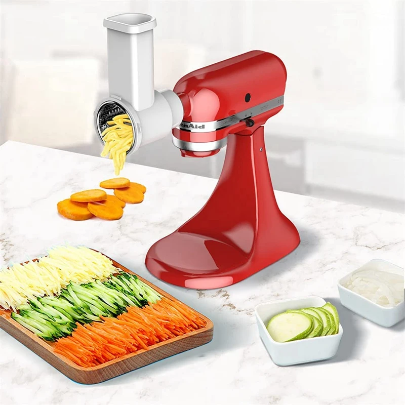 Slicer Shredder Attachments, Fresh Prep Vegetable Slicer For Kitchenaid Stand Mixer, Salad Maker With Cleaning Brush