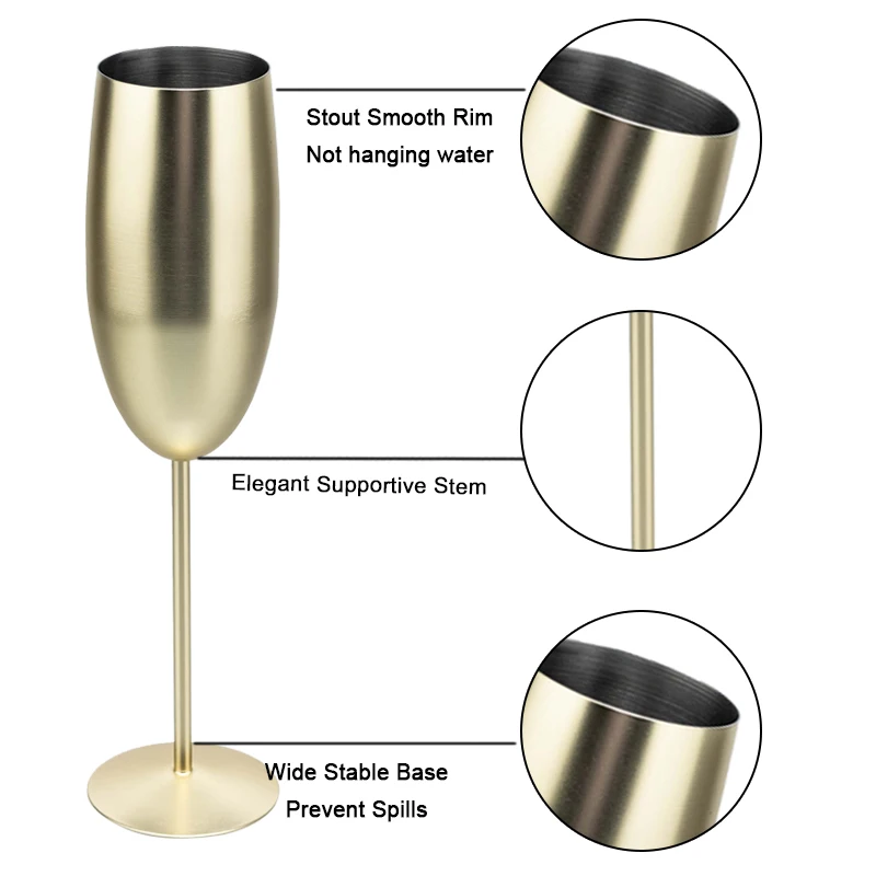 Luxury Matte Stainless Steel Champagne & Wine Glass 3