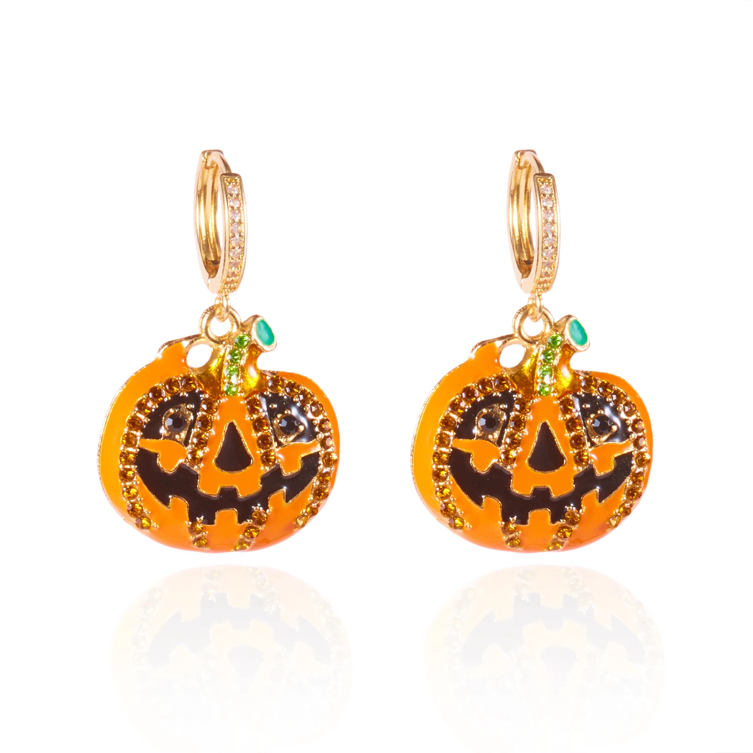 Niedliche Halloween-Creolen für Frauen, Cartoon, schwarze Katze, Spinne, Kürbis, Geister, Spinne, Tropfen, Öl, Ohrring, Party-Statement-Schmuck – Detail 14