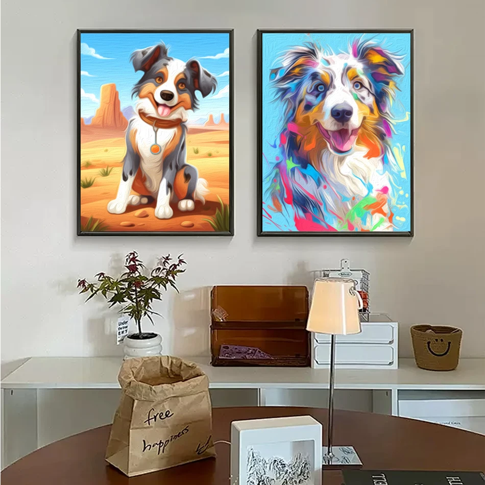 SDOYUNO-Paint By Numbers Dog Animals Hand Drawn Artwork With Frame Drawing On Canvas Arts Crafts With Frame Handicraft Wall Art