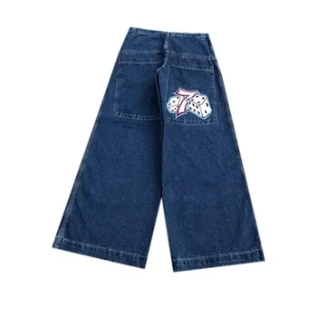 Y2K Loose Jeans Retro Pattern Embroidery High Quality Men's Hip Hop American Fashion Harajuku Street Clothing Wide Legs Jeans 1