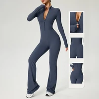 TRY TO BN Women's Fitness Jumpsuit Long Sleeve Zipper High Strength Yoga Bodysuit For Gym Workout Sportswear One Piece Clothing - Image 3