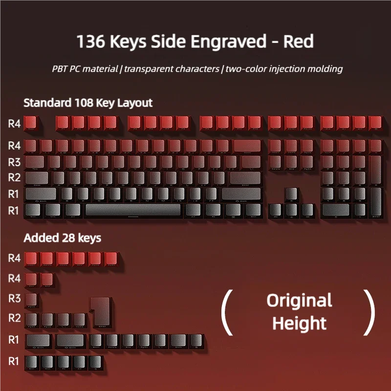 LEOBOG PBT Ű ĸ,   PBT , ü  Ű ĸ, DIY  Ű ŰƮ, 136 Ű