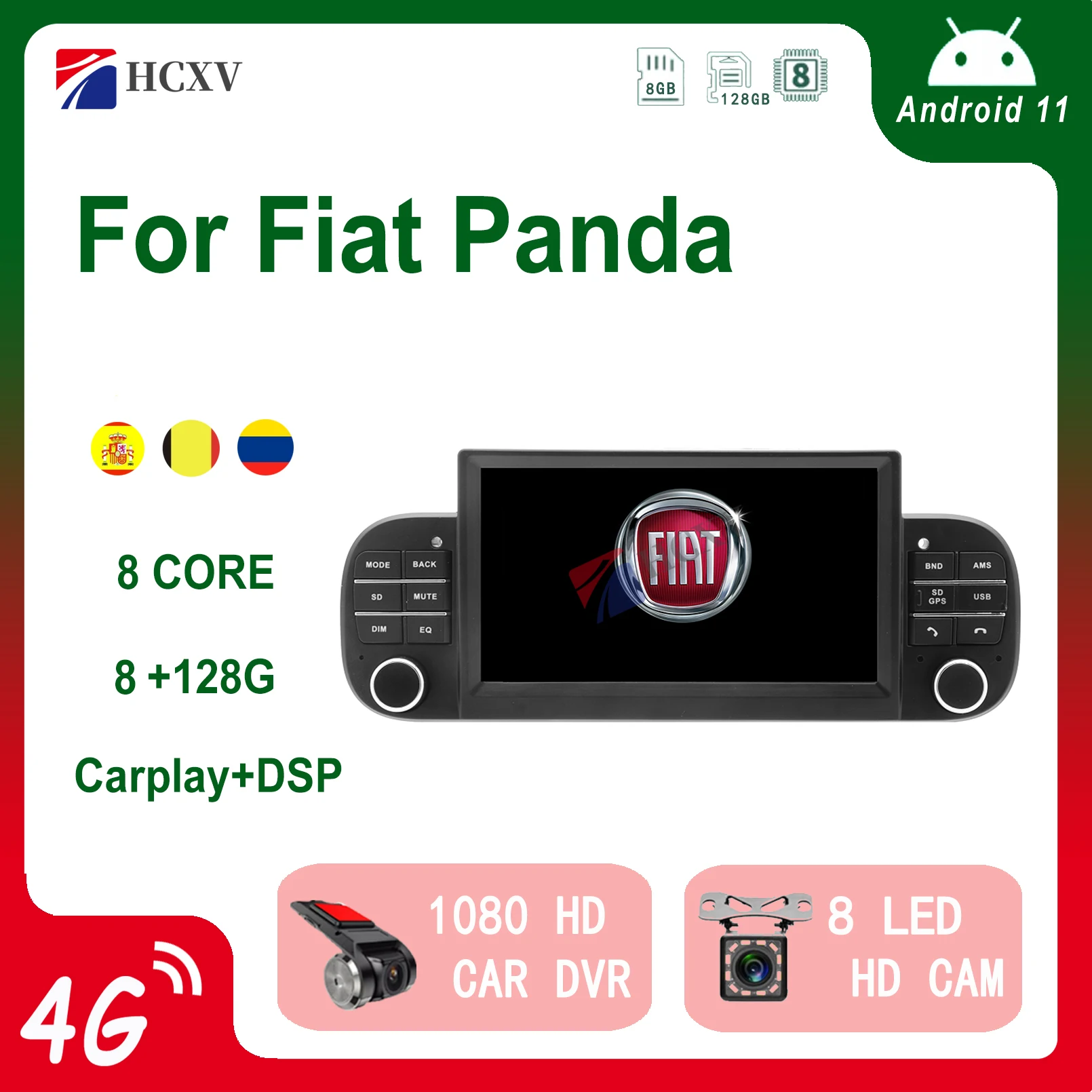 Autoradio 2 Din Android 11 Per Fiat Panda 2003-2013 8 128G Gps Carplay Multimedia Stereo Autoradio Unità Di Navigazione Wifi