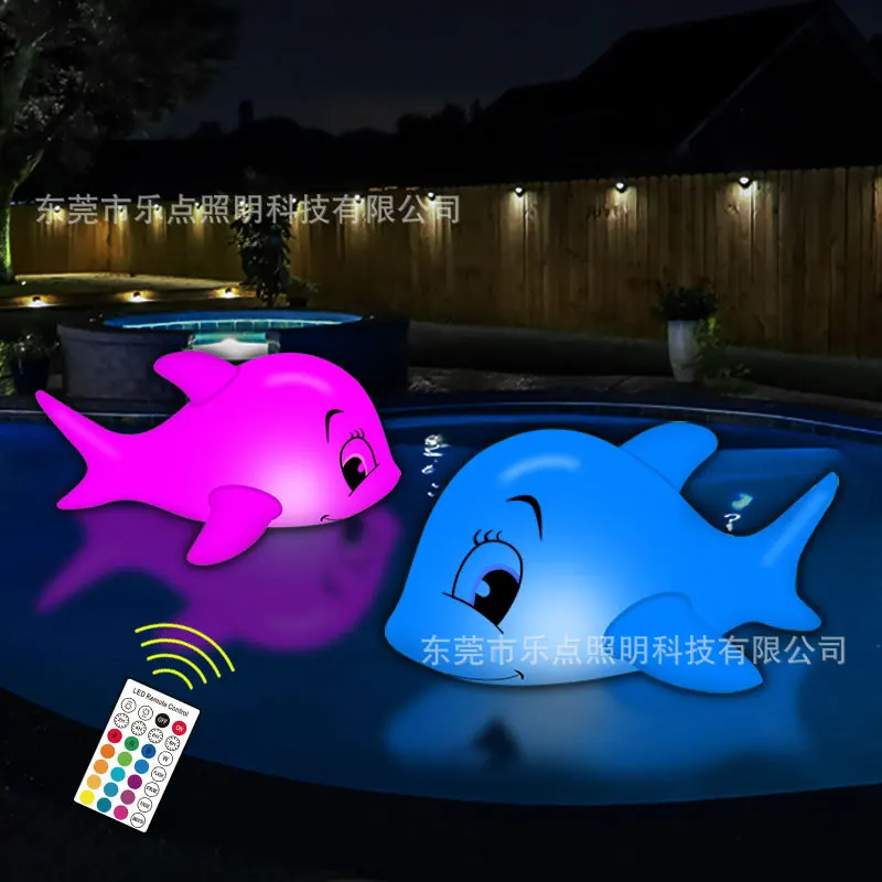 Inflatable Dolphin Lamp Solar Light Colorful Night Lights Lawn Garden Led Holiday Landscape Lighting Pond Pool Floating Lamps baldr pool thermometer wireless pool thermometer floating easy read for swimming pool hot tubs pond test kits