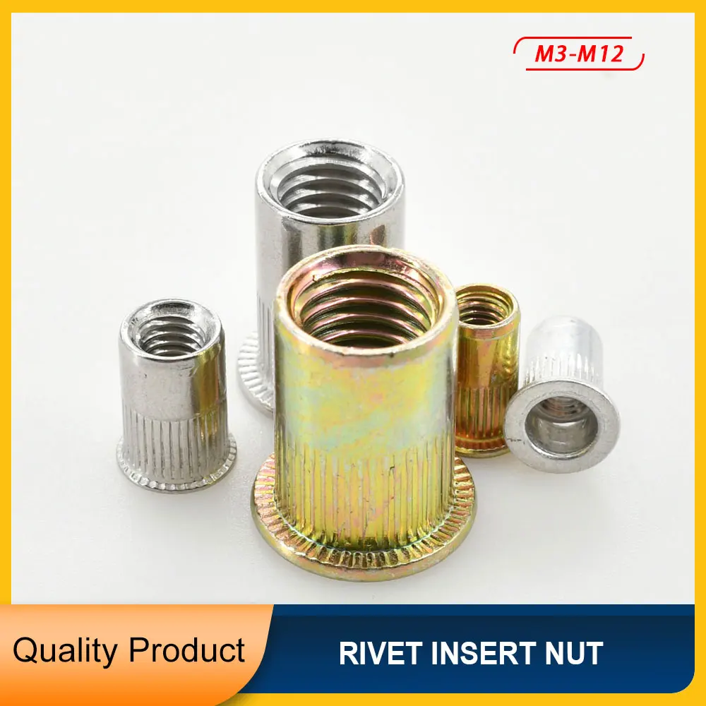 

M3 M4 M5 M6 M8 M10 M12 Zinc Plated Iron Flat Countersunk Head Rivet flange Nut Insert Alloy Rivnut Stainless Steel Nutsert