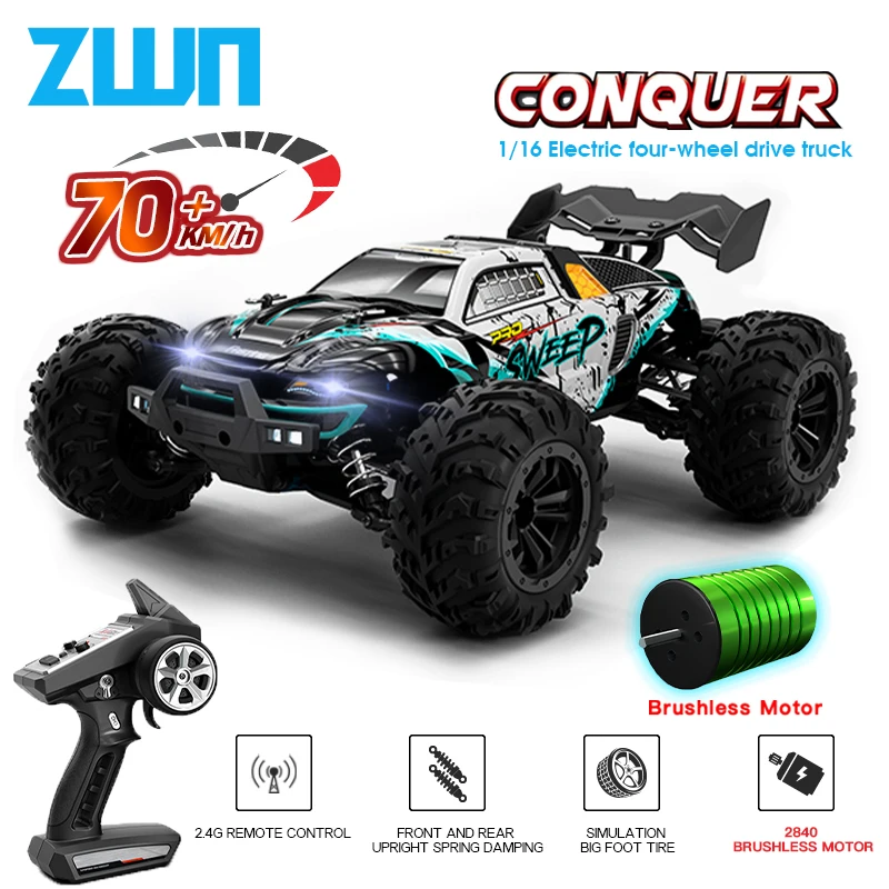 ZWN 1:16 70KM/H Or 50KM/H 4WD RC Car With LED Remote Control Cars