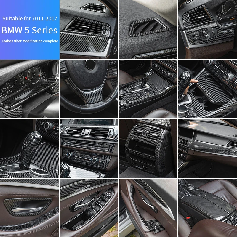 

Suitable for 11-17 BMW 5 Series interior stickers 520i 523li 525 modified carbon fiber center console panel decorative strips