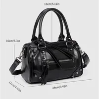 Sac à main à Rivets de grande capacité pour femmes, sac d'oreiller de grande capacité, sac à main de moto de Bowling, sac à bandoulière simple 5