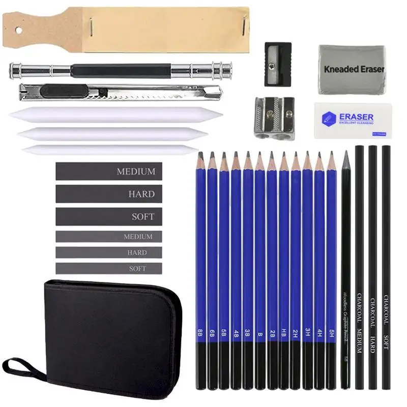 

Drawing Pencils For Sketching Art Pencil Kit For Sketching Knead Eraser Pencil Sharpener Charcoal Sticks 12 Graphite Pencil