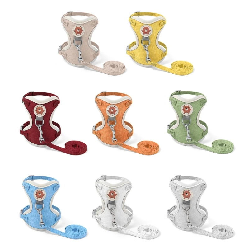 

D0AD Поводок для собак с защитой от побега на груди и спине, набор поводков для кроликов и кошек для прогулок на свежем воздухе