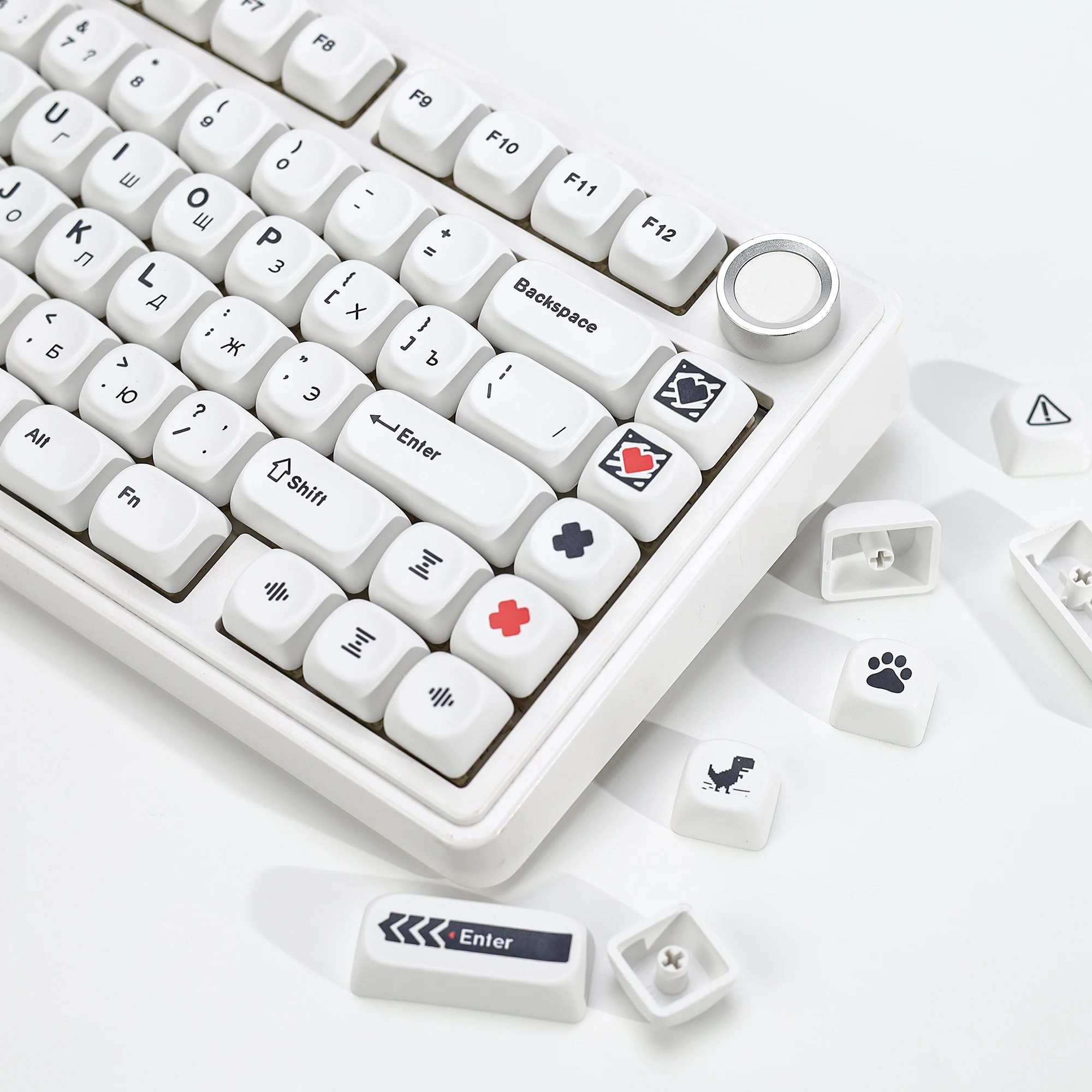 KBDiy 러시아어 일본어 키캡 GMK 미니멀 화이트 테마 PBT 레트로 키캡..