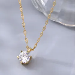 Elegant Sterling Silver Zircon Clavicle Necklace - Sparkling Women's Wedding Jewelry (NK126 Gold)