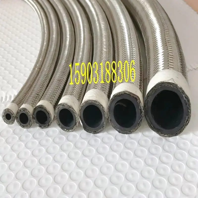 ANSilvercovermetalmeshhoseStainlesssteelbraidedrubberfueloilhoselineAN4AN6AN8AN10AN12AN16AN20-AliExpress34