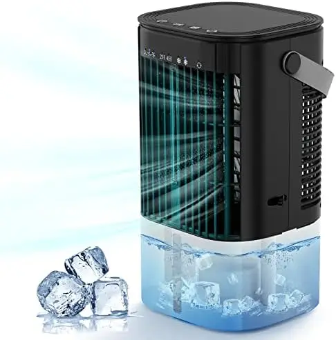 

Air Conditioners Fan - Mini AC & Air Cooler Fan with 2 Cool Mist & 3 Speeds, 7 Night Light & Timer - Personal Table Fans handhe