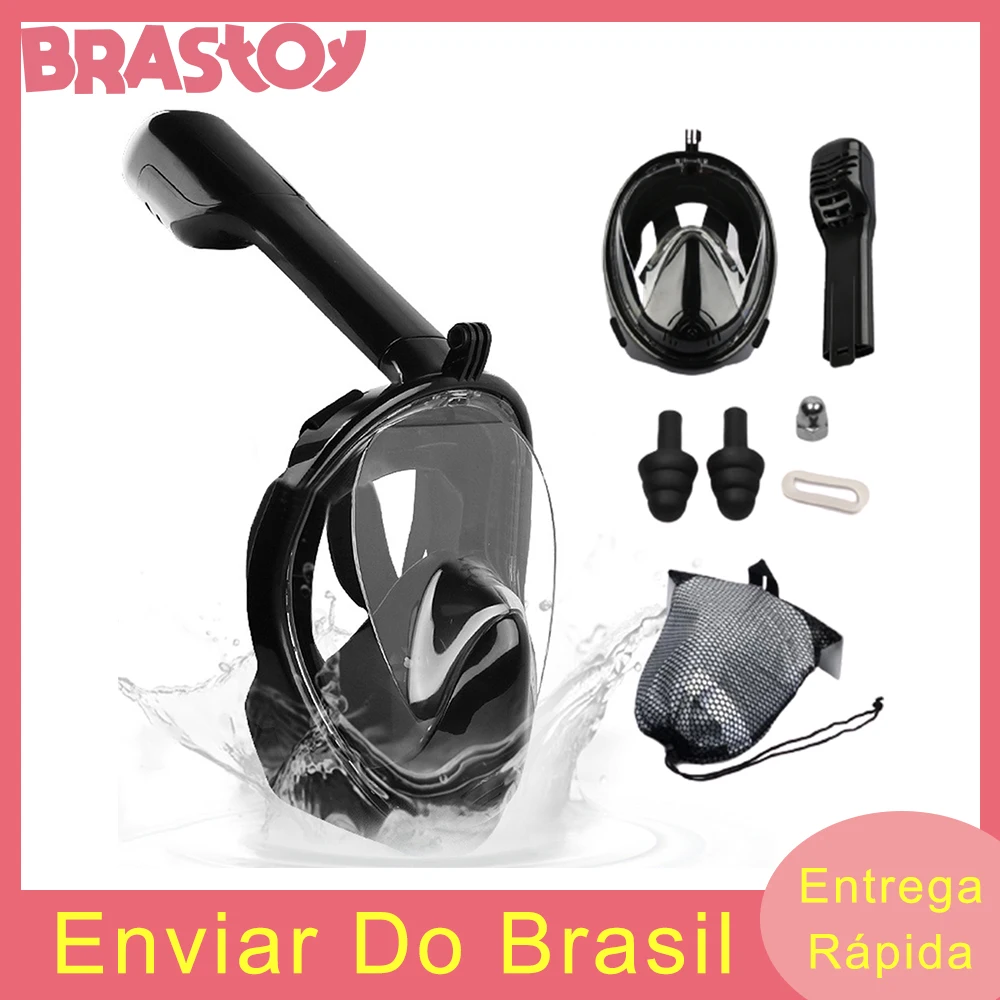 Brastoy – masque de plongée avec tuba, visage complet avec revêtement Anti-buée, Support caméra Gopro