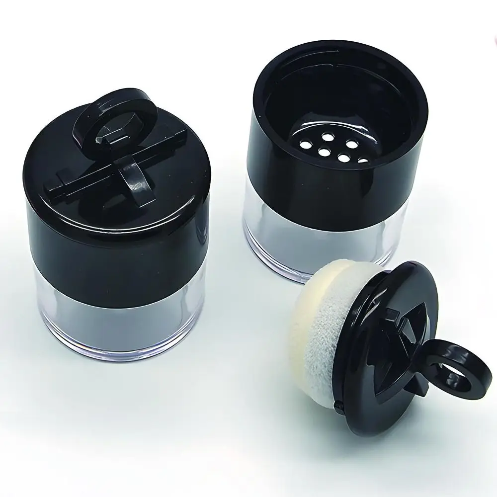 

5g Plastic Loose Powder Container Face Powder Jar Container Blusher Makeup Loose Powder Box with Sifter Black Lid Powder Puff