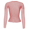 Women Fishnet Mesh Tops 6 Colors Sexy See Through T-Shirt  Skinny Goth Hollow Out Long Sleeve Shirts Crop Top Shirt Streetwear 4