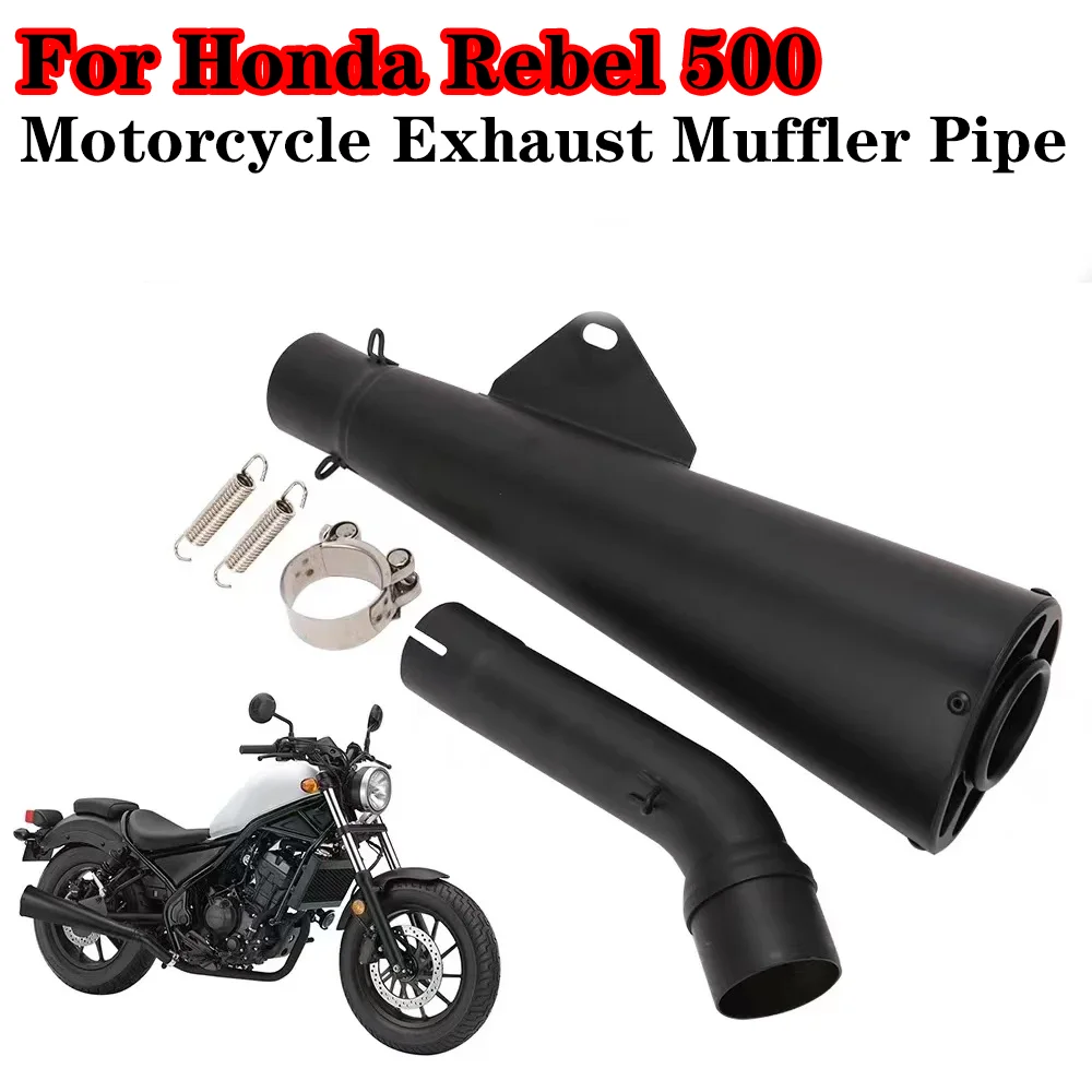 

For Honda Rebel 500 Motorcycle Exhaust Muffler Pipe Slip-on Exhaust Full Systems Stainless Steel 2017- 2020 year Black Retro-Dra