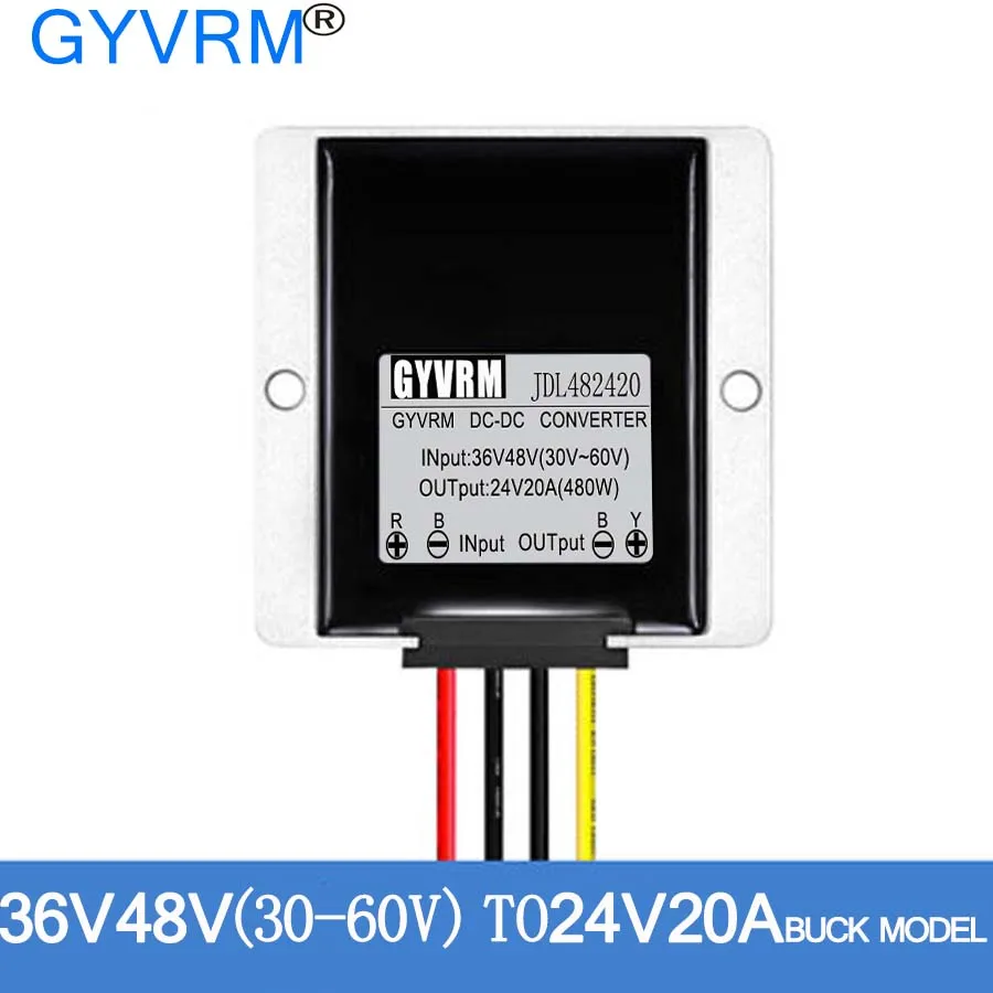High-Power Waterproof DC-DC Step-Down Buck Converter, 500W, 24V Output, 5A-22A Adjustable Current