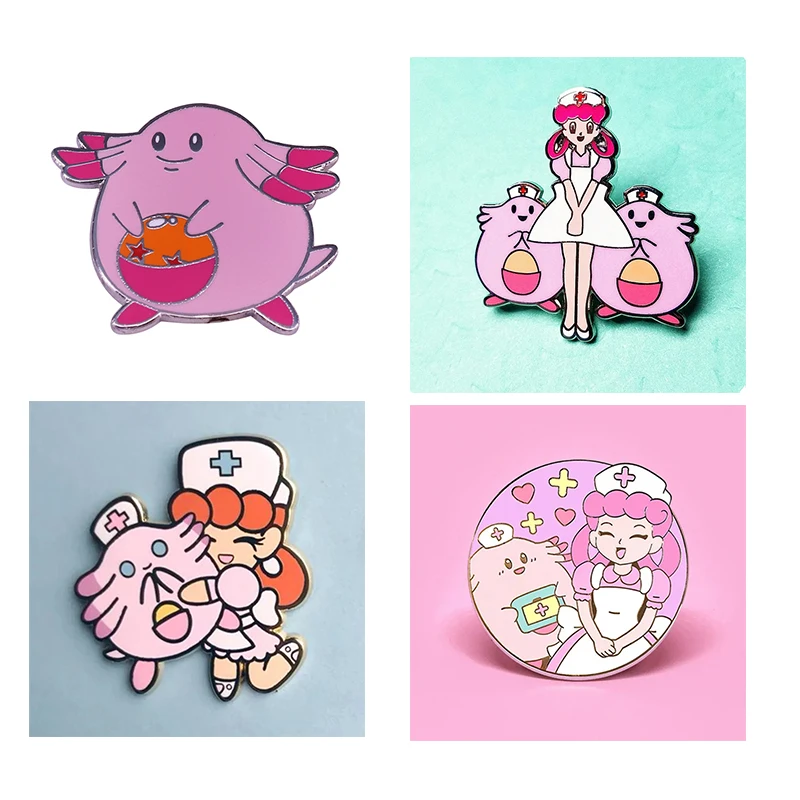 

Pokemon Nurse Girl Joy and Chansey Brooch Pins Enamel Pin Lapel Pins Badge Hats Clothes Backpack Decoration Jewelry Accessories