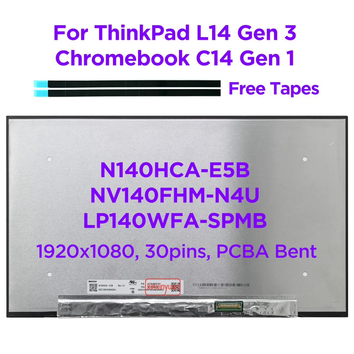 Ips Portátil Tela Lcd N140hca-e5b Apto Nv140fhm-n4u Lp140wfa-spmb para Thinkpad L14 Gen C14 Gen Chromebook Display 30 Pinos 14.0