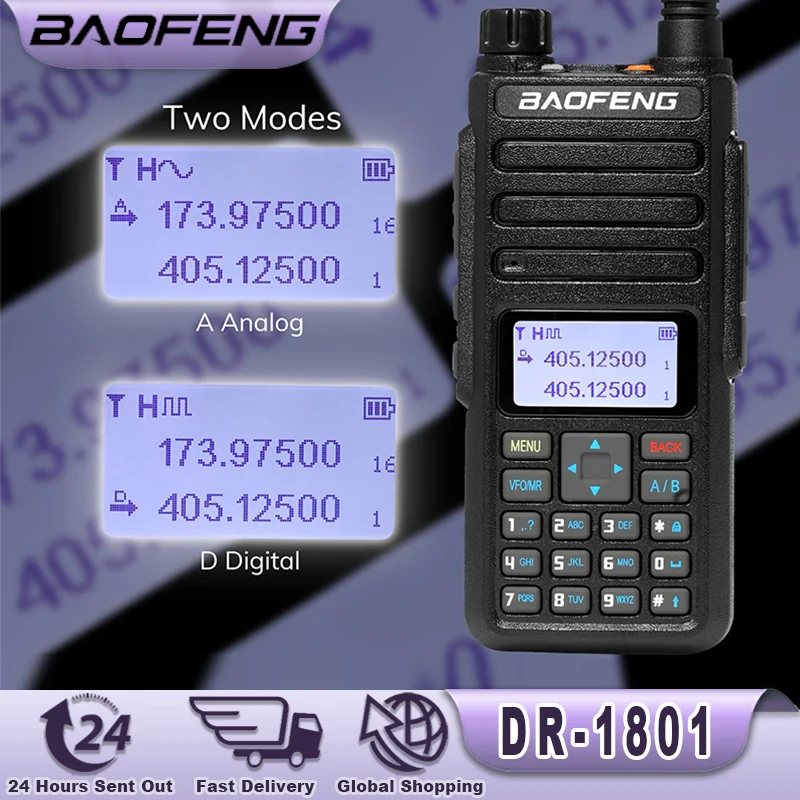 Baofeng DR-1801 Walkie Talkie Tier 1+2 Dual Time Slot Digital UV Dual Band 136-174 & 400-470MHz DMR Radio Two Way Radio DM-1801 4