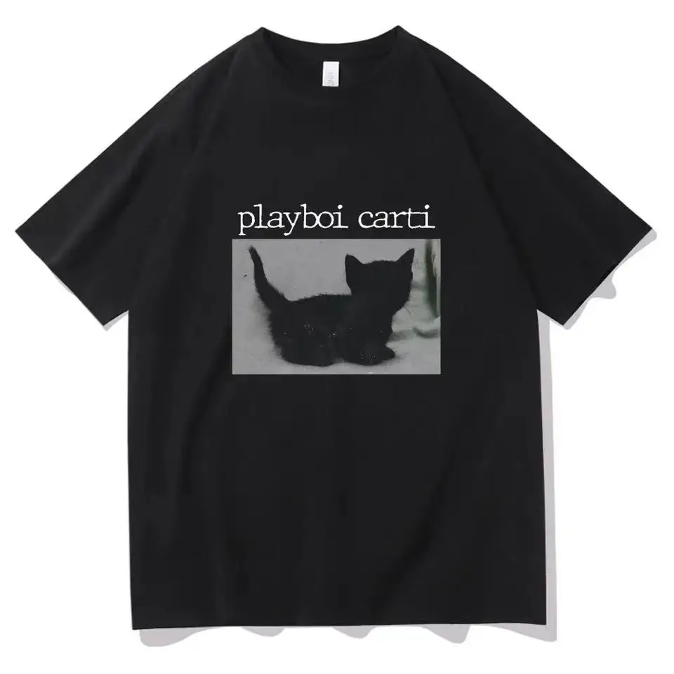 Playboi Carti Iwwerdimensionéiert Hip-Hop T-Shirten Séiss Kaz Haruku Print T-Shirt Normal Männer Tops Qualitéit Rapper T-Shirt_voghion.com