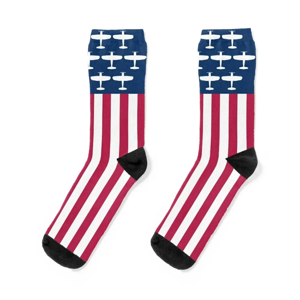 

F4U Corsair USA Flag Socks set winter thermal Boy Child Socks Women's