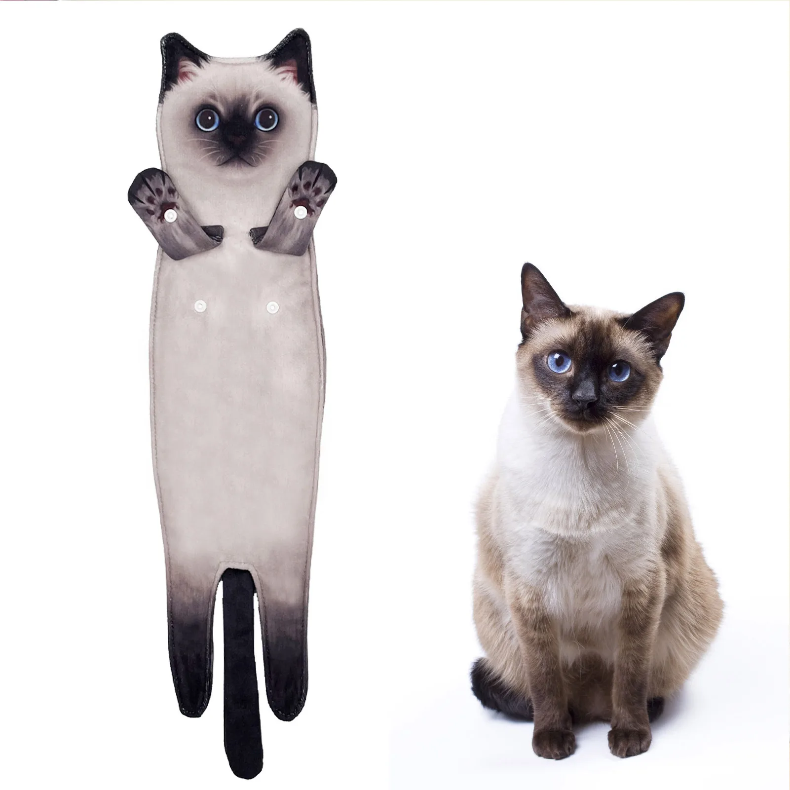 Funny Cat Hand Towels Kitchen Bathroom Hand Towel Ball with Hanging Lo-ops Quick Dry Soft Absorbent Microfiber creative Towels 3
