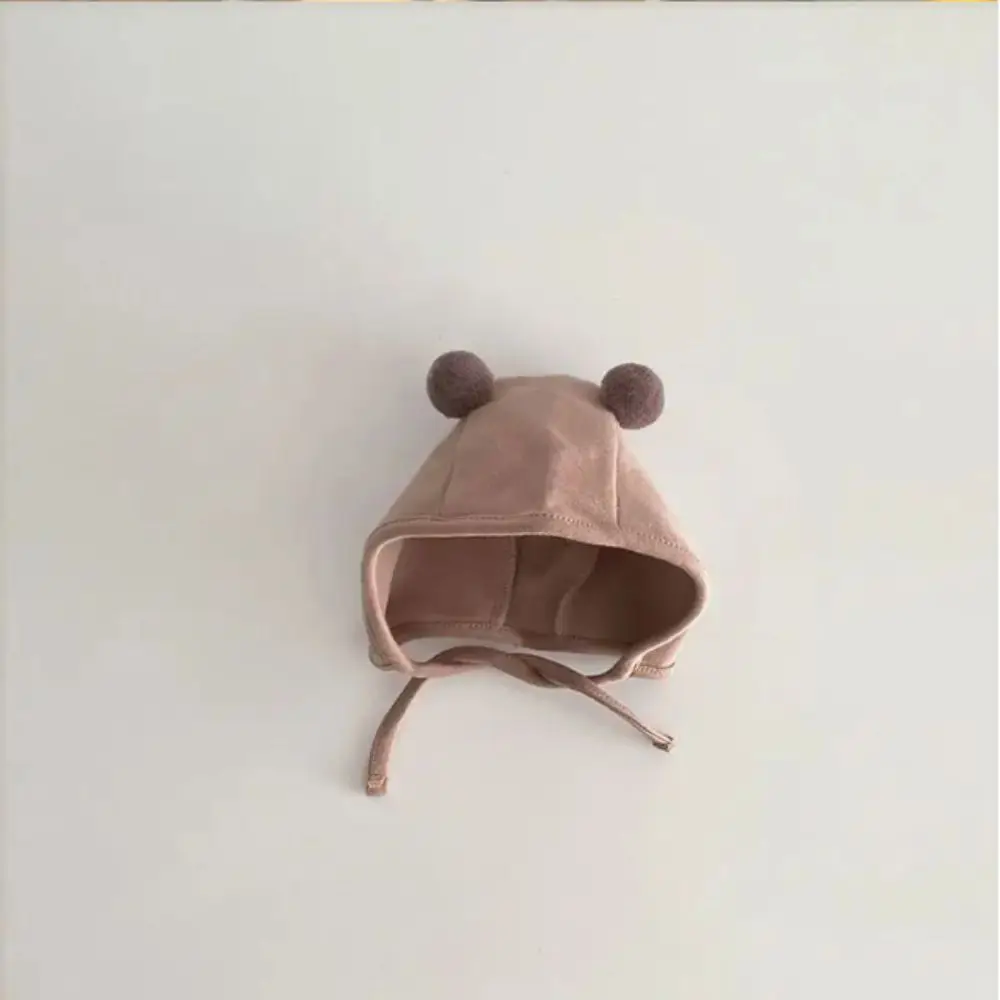 Thin Windproof Baby Bear Ear Protection Hat No Brim Pullover Style Newborn Infant Hats Cartoon Design Cotton Thickened