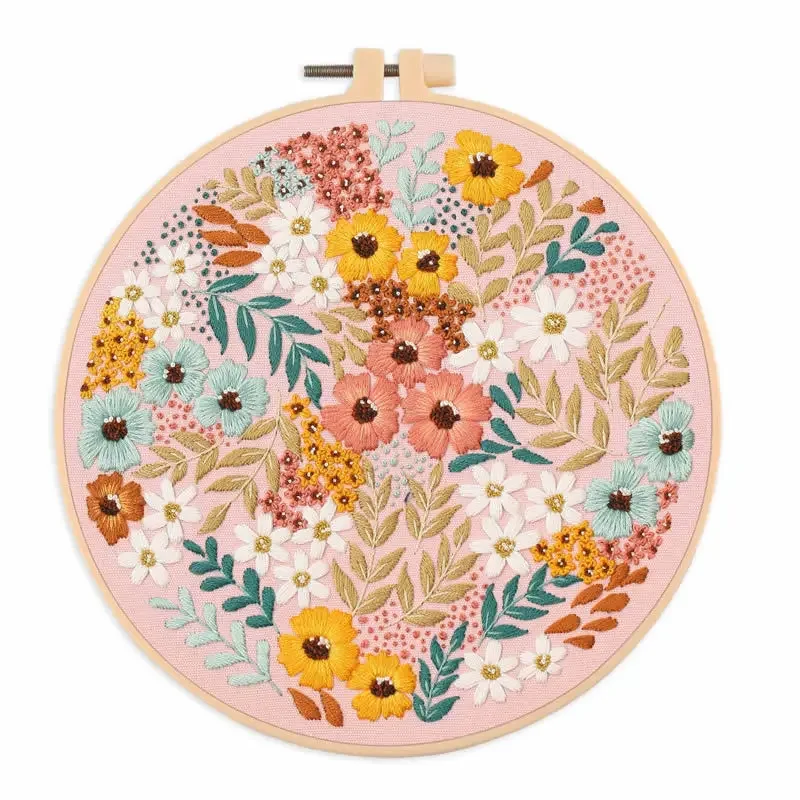 Embroidery Kit for Beginners and Embroidery Enthusiasts-Includes Floral Landscape with Thread Needles New