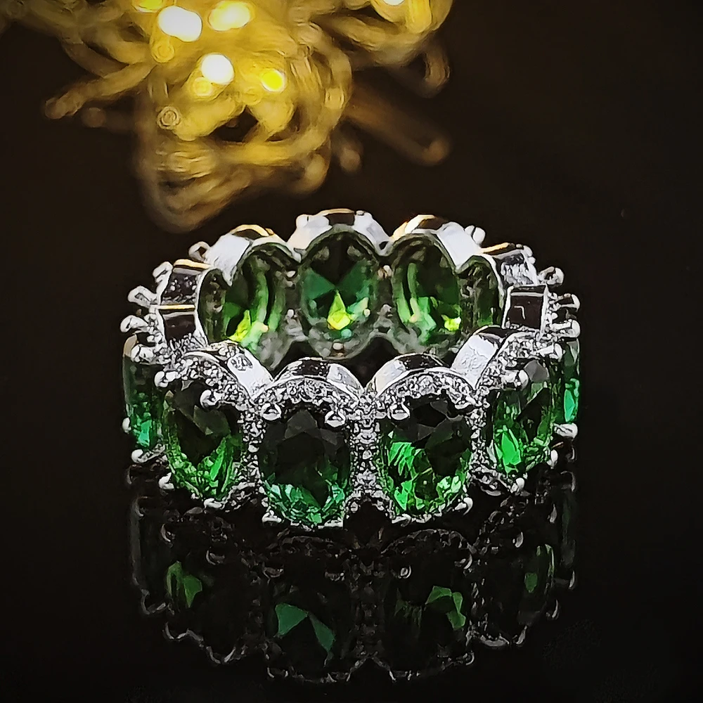 Set Pack Pink Black Green Silver Color Wedding Band Eternity Ring for ...