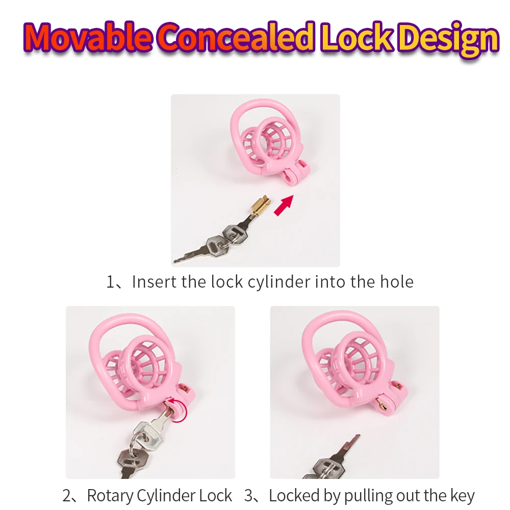 Male Chastity Lock Anti-Cheating Cock Cage with 4 Rings for A Belt of Fidelity Feminization Negative Inverted Chastity Sex Toy penis chastity cage chastity lock sex toy chastity cage accessory