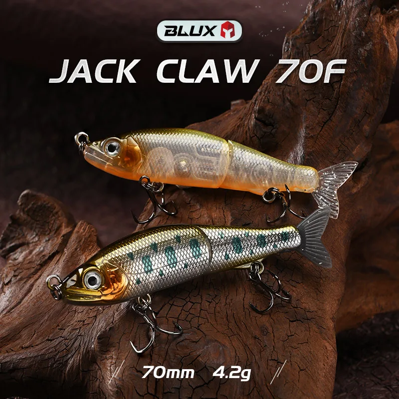 BLUX JACK CLAW-señuelo de pesca flotante lento, 70mm, 4,2g, Swimbait articulado, pececillo, Wobbler, cebo duro Artificial para Lucio, trucha