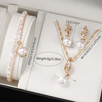 3/5PCS Women's Watch Fashion Roma Dial Leather Band Quartz Watches Pearls Jewelry Set(Without Box) - Image 6