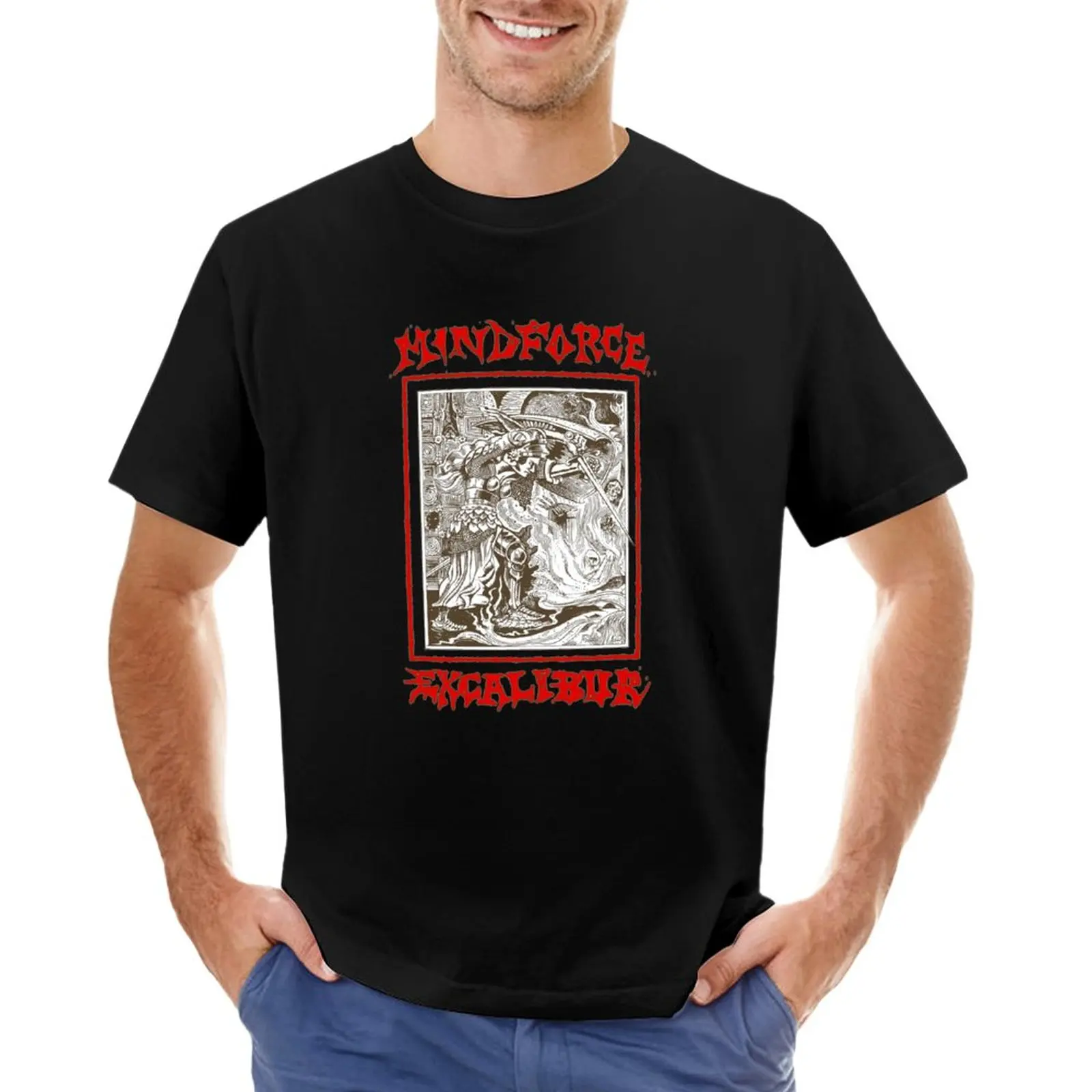 

Красная футболка Mindforce Excalibur, футболка для мальчика, великолепная футболка, Винтажная футболка, Мужская хлопковая футболка