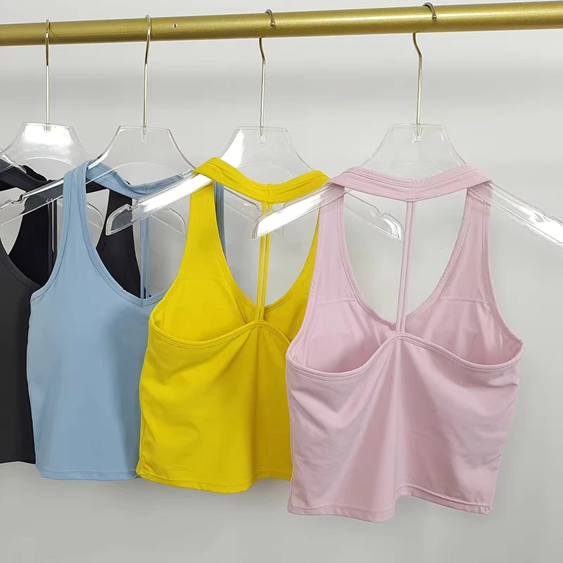 여성 여름 V넥 요가 스포츠 베스트, 등이 드러나는 넥 디자인, 야외 러닝 트레이닝, 개더드 핏, 액티브웨어 탑