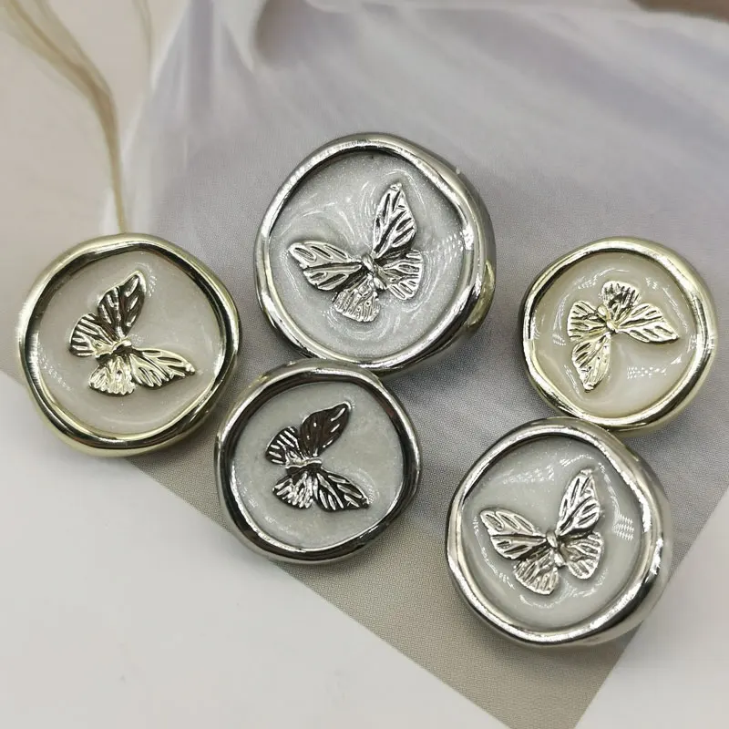 10pcs 18mm 23mm 금속 드롭 오일 나비 단추 의류 코트 자 켓 자 수 바느질 액세서리 DIY 공예 용품 새로운